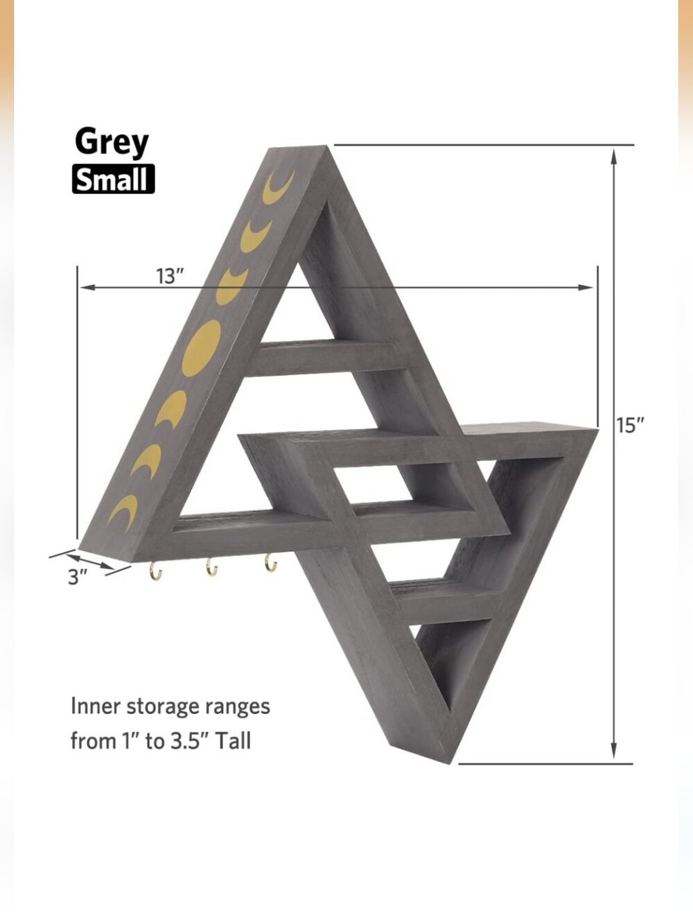 Moon Phase Geometric Wall Shelf - Grey